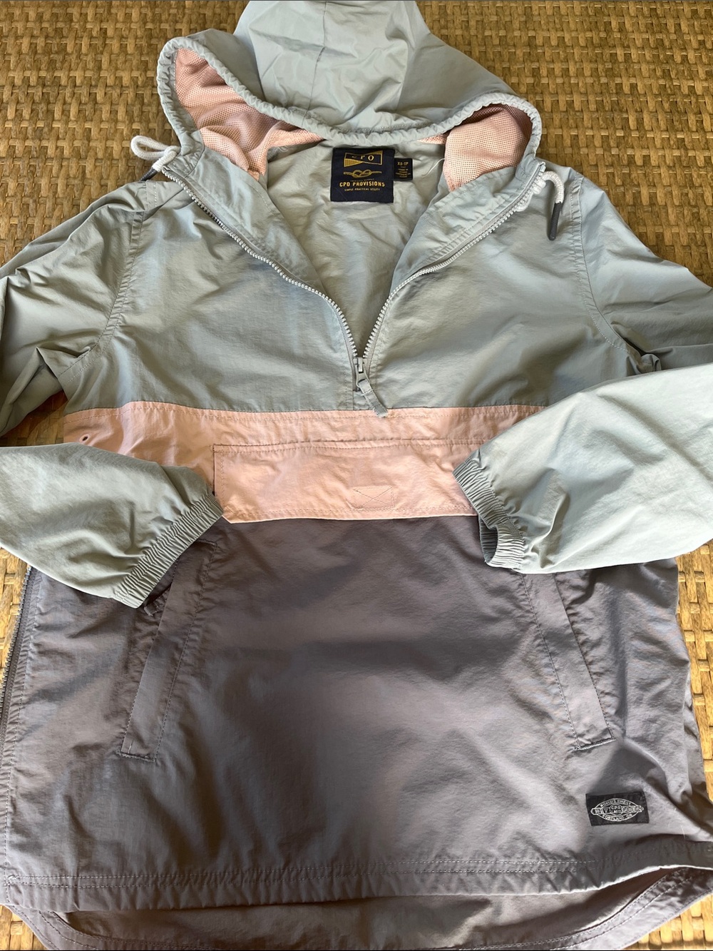 CPO Colorblock Anorak Windbreaker Jacket - Gray and Pink XS-S